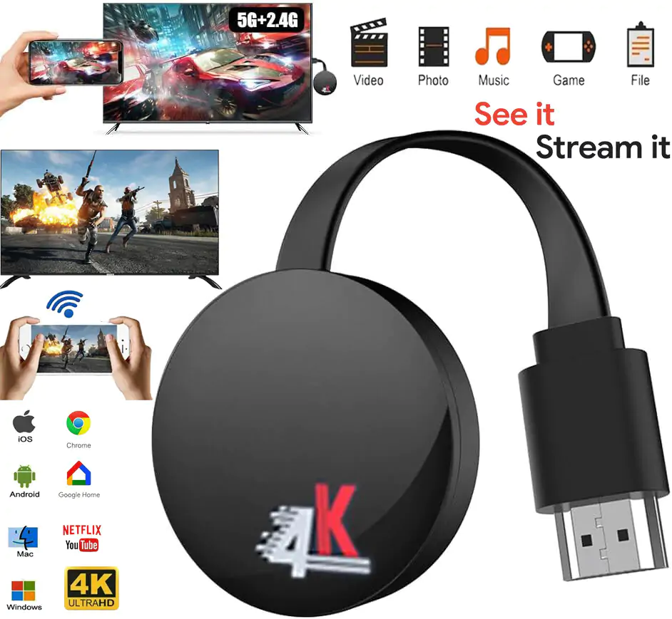 HDMI Dongle Wireless 4K, 5G Miracast HDMI, Stabile HDMI WIFI