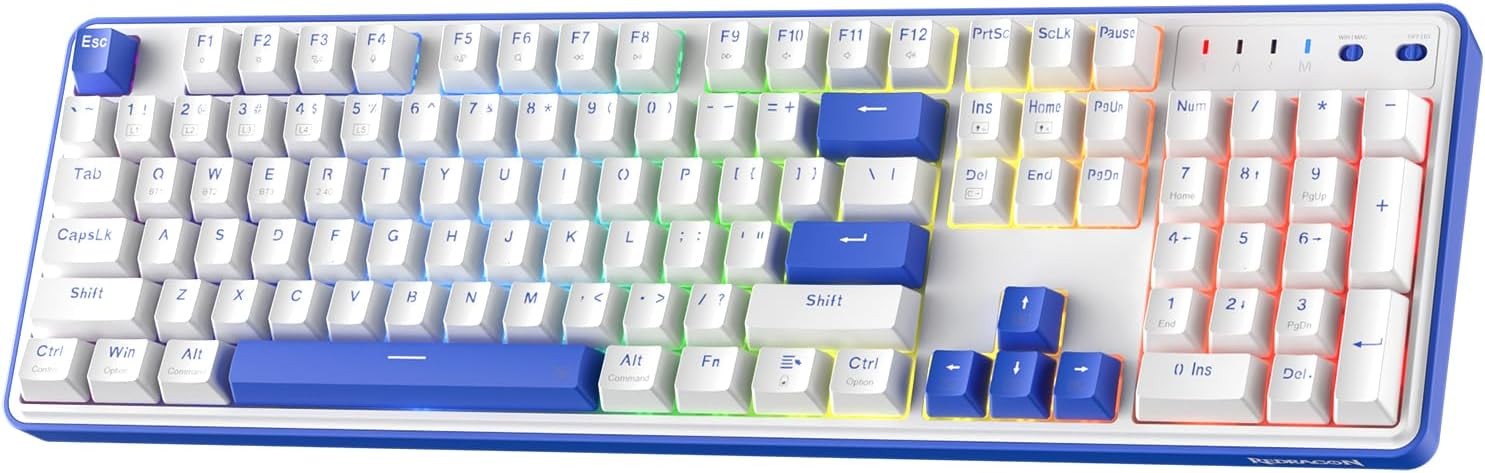 Redragon K685 PRO 104 Keys Wireless Gasket RGB Gaming Keyboard, 3-Modes 100% Layout Mechanical Keyboard w/Hot-Swap Socket, Sound Absorbing Pads & Line