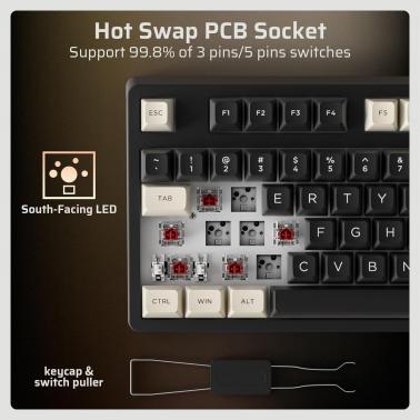 Nb Keyboard LTC NB-1041 Pro Mechanical Keyboard, RGB, 2.4 GHz/BT/Wired, Red ...