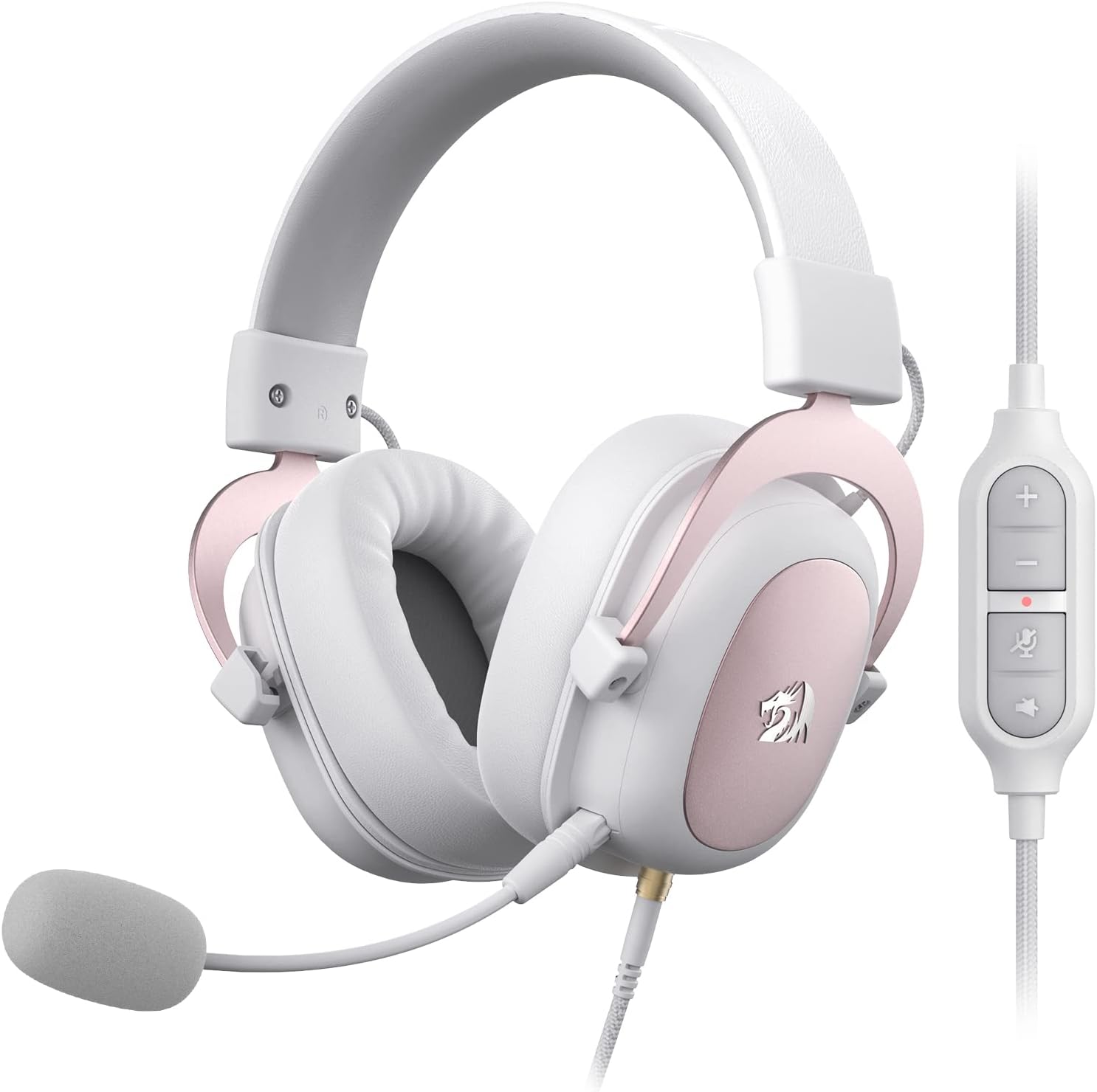 Redragon H510 Zeus White Wired Gaming Headset - 7.1 Surround Sound - Memory Foam Ear Pads - 53MM Drivers - Detachable Microphone - Multi Platforms