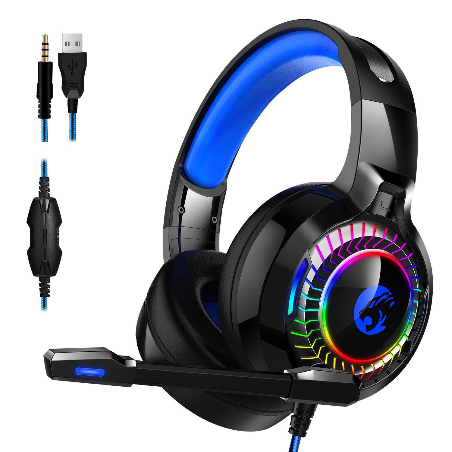 Youbai A60 Headworn Gaming Earphones, Computer Office Gaming Glow Wired Earphones