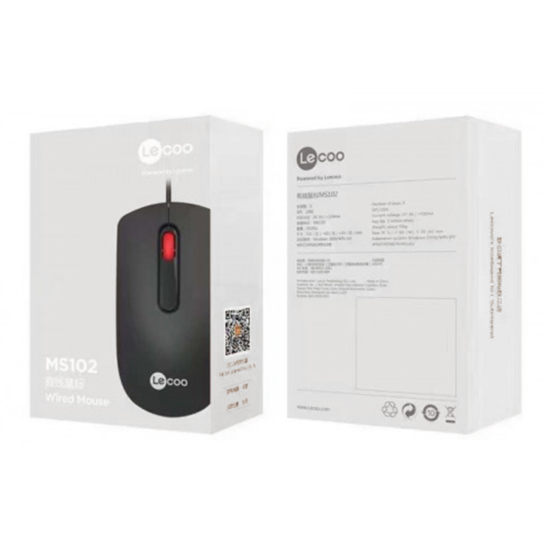 Lenovo Lecoo MS102 PRO Wired USB Mouse - Black (MO-MS102)