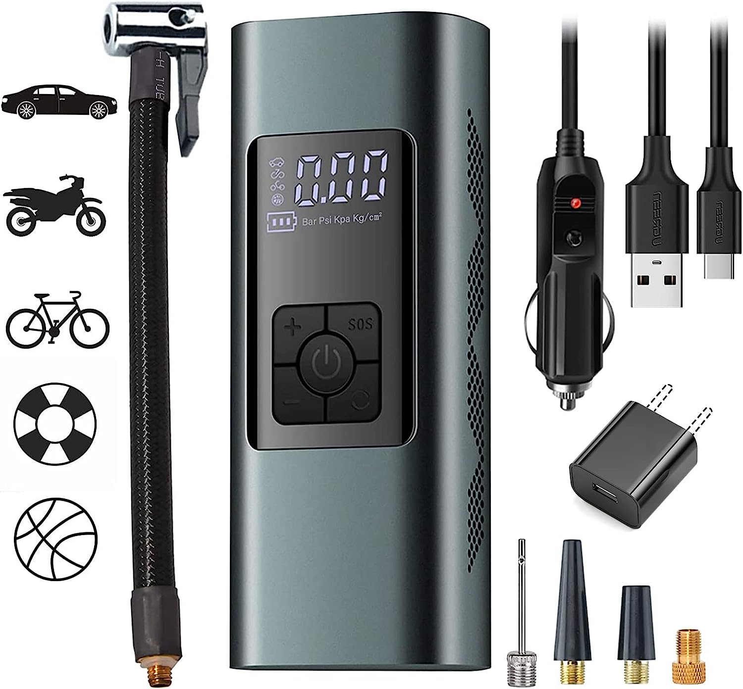 Sunwhale Tyre Inflator Portable Air Compressor Cordless 6000mAh Backpack Digital Air Pump for Car Bike Balls msy