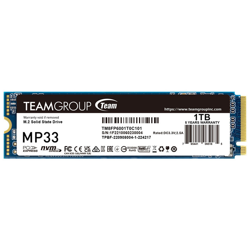 Team Group MP33 1TB PCIe 3.0 M.2 NVMe SSD (TM8FP6001T0C101)