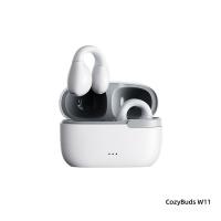 MOREJOY Remax Open Ear Clip Headphones Wireless Earbuds Bluetooth 5.3, Sports Earbuds Built-in Microphone with Earhooks Wireless Charging CasE White