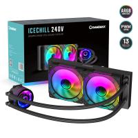 GameMax IecChill 240V black Liquid CPU Cooler 240mm Addressable RGB & PWM Pump & Fans 250W TDP AIO Water Cooler