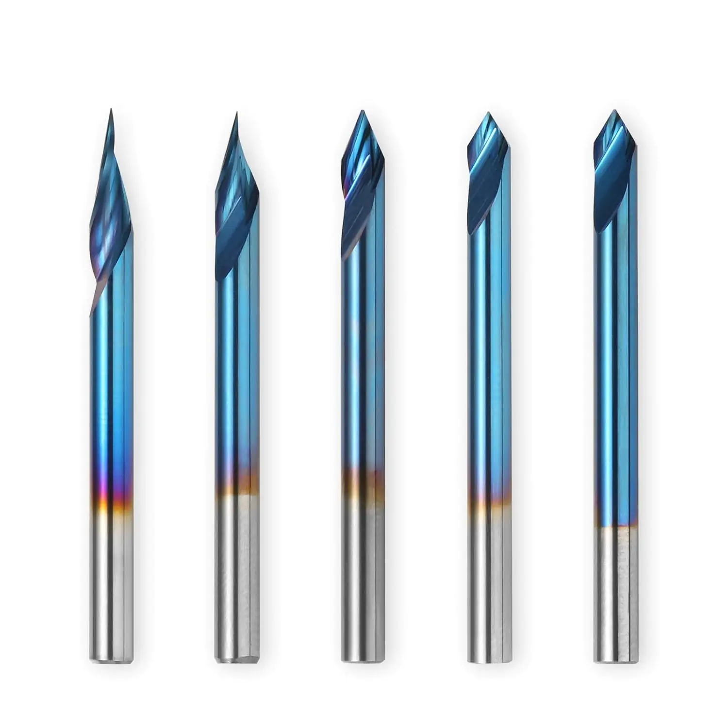 Genmitsu 5PCS V Groove CNC Router Bits Degree 20 30 45 60 1 8 Shank Nano Blue Coating End Mills for Wood Carving Milling VG05B msy