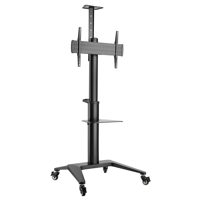 Brateck Ultra-Modern Aluminum TV Cart (Landscape/Portrait Orientation) Fit 37in-70in Up to 70Kg - Black (TTV12-46TW-B)