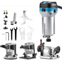 Genmitsu 1.25 HP Palm Trimmer Router Kit, Compact Router Wood Tool With Fixed Base/Plunge Base & Tilt Base, 6 Variable Speeds 10000-30000 R/MIN