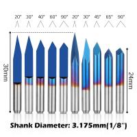 Laser-Engravers-Genmitsu-10-Pcs-1-8-Shank-CNC-Router-Bits-Set-Flat-V-bit-Triangular-V-bit-20-30-45-60-90-Degree-0-1mm-Tip-Nano-Blue-Coat-3