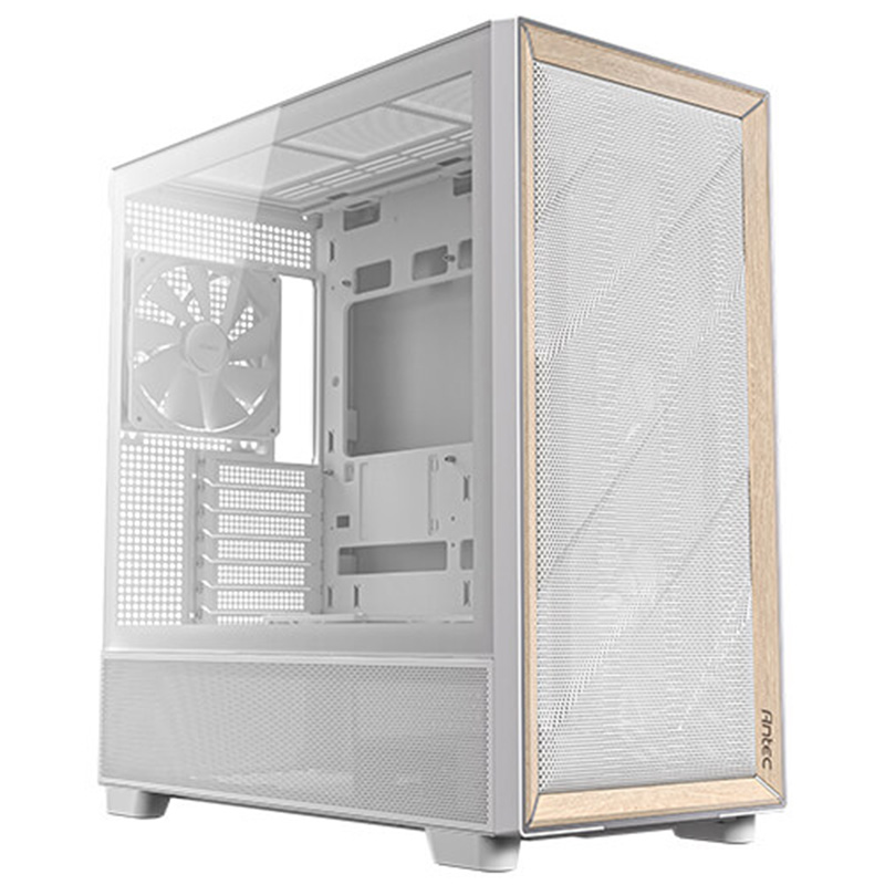 Antec FLUX TG Premium Birch Trim ATX Case - White (FLUX-WH)