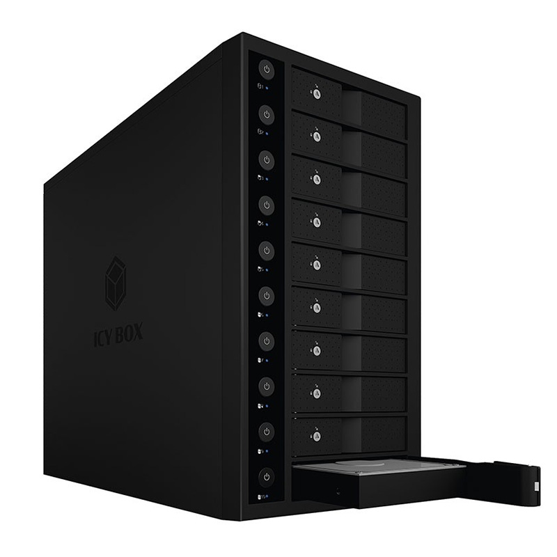 Icy Box External USB 10-Bay Single System USB-C 3.5 SATA Enclosure (IB-3810-C31)