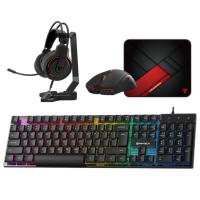 Fantech P51 5-in-1 Gaming Keyboard Combo with Mouse + Mousepad and Headset with Headset Stand - Black (KBFTP51BK)