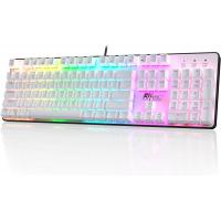 RK ROYAL KLUDGE RK920 104 Keys Wired Full Size Mechanical Rainbow Backlit Gaming Keyboard, Quite Red Switch