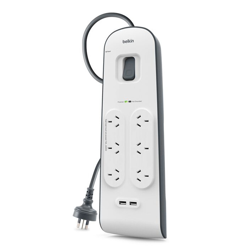 Belkin SurgePlus 6-Outlet Surge Protection Strip with 2.4 Amp USB Charging Ports (BSV604AU2M)