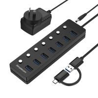 Simplecom 7 Port USB 3.0 Hub with Individual Switches and Power Adapter (CH375C)