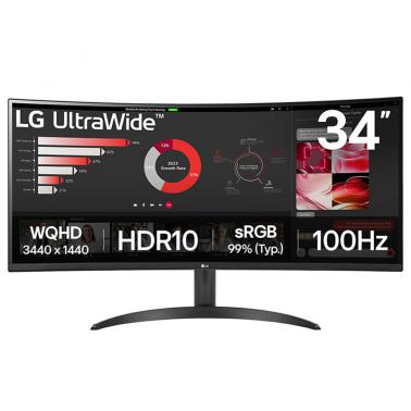 34" LG 34WR50QK-B Ultrawide UWQHD 100Hz HDR10 Curved VA Monitor