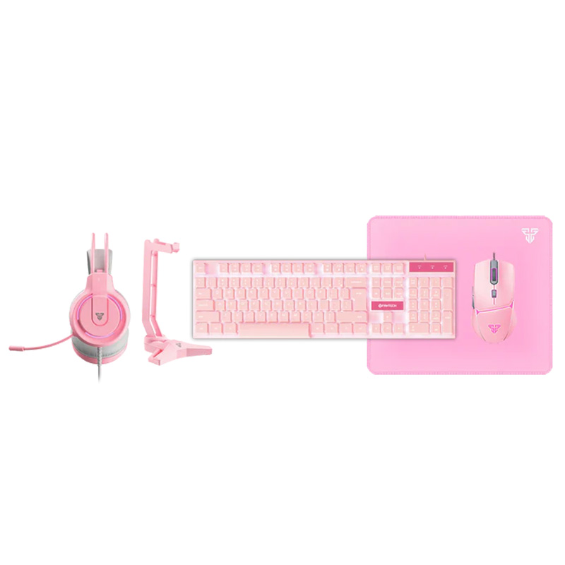 Fantech P51 5-in-1 Gaming Keyboard Combo with Mouse + Mousepad and Headset with Headset Stand - Sakura Pink (KBFTP51PK)