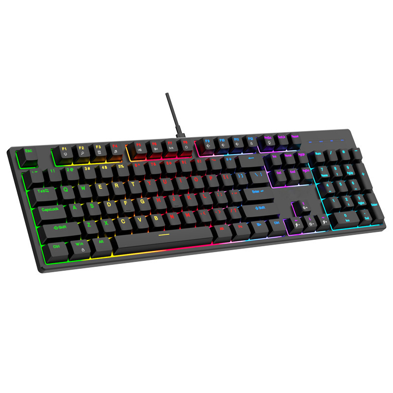 Wired Mechanical Keyboard, Green Axis 104Keys RGB Backlit Gaming Keyboard,Typec Interface Plug