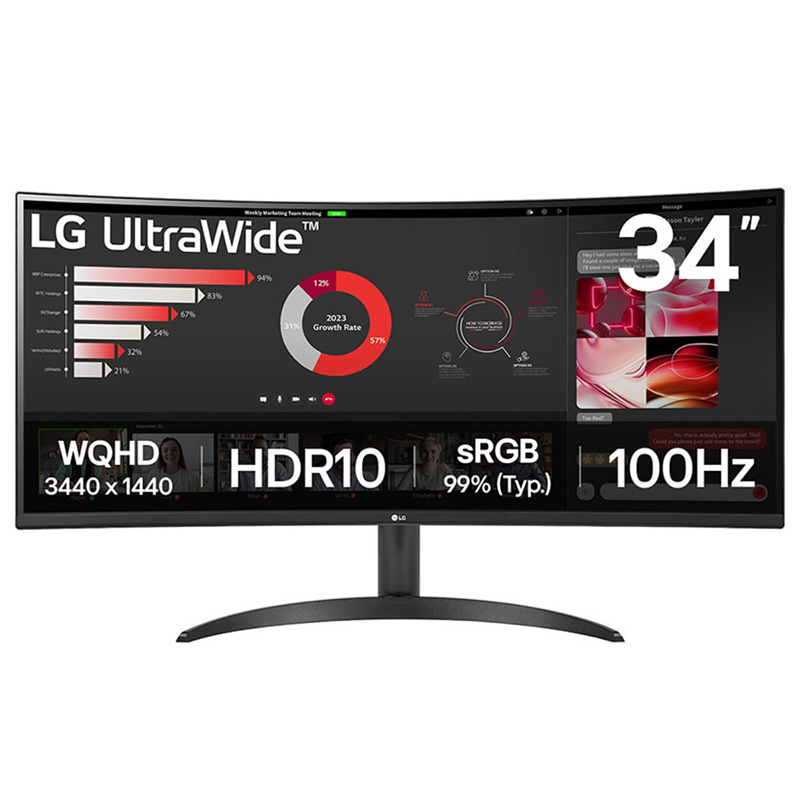 LG UltraWide 34in QHD 100Hz VA Curved Moniror (34WR50QK-B)