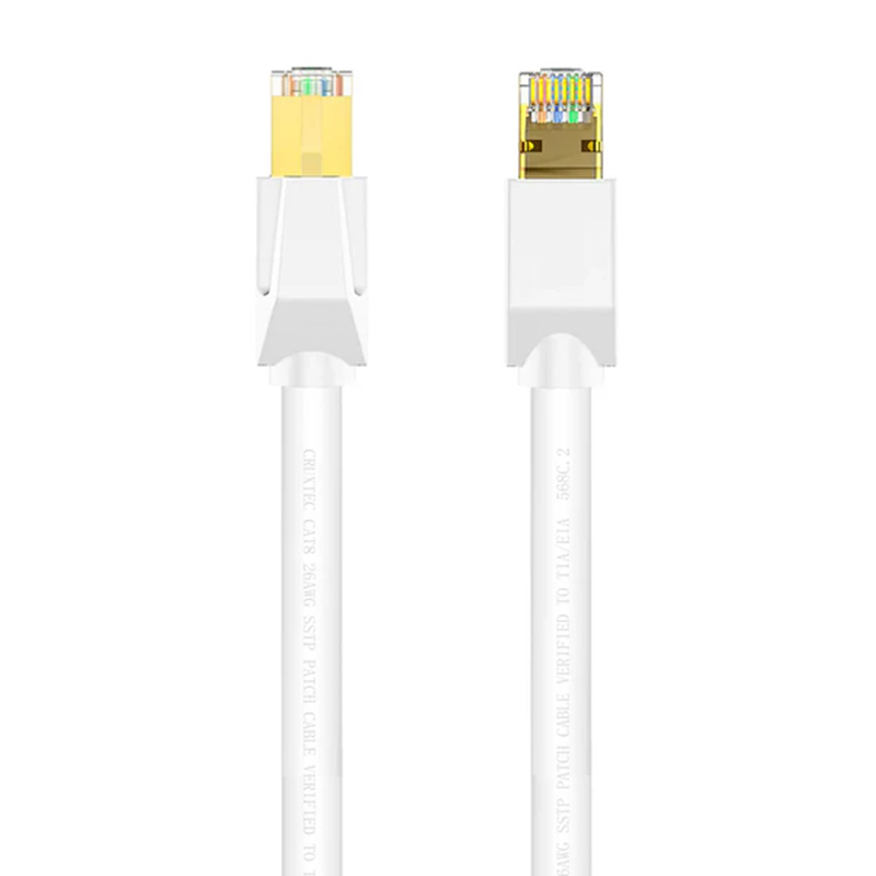 Cruxtec CAT8 40GbE SF/FTP Triple Shielding PoE Ethernet Cable - White 3m (RS8-030-WH)