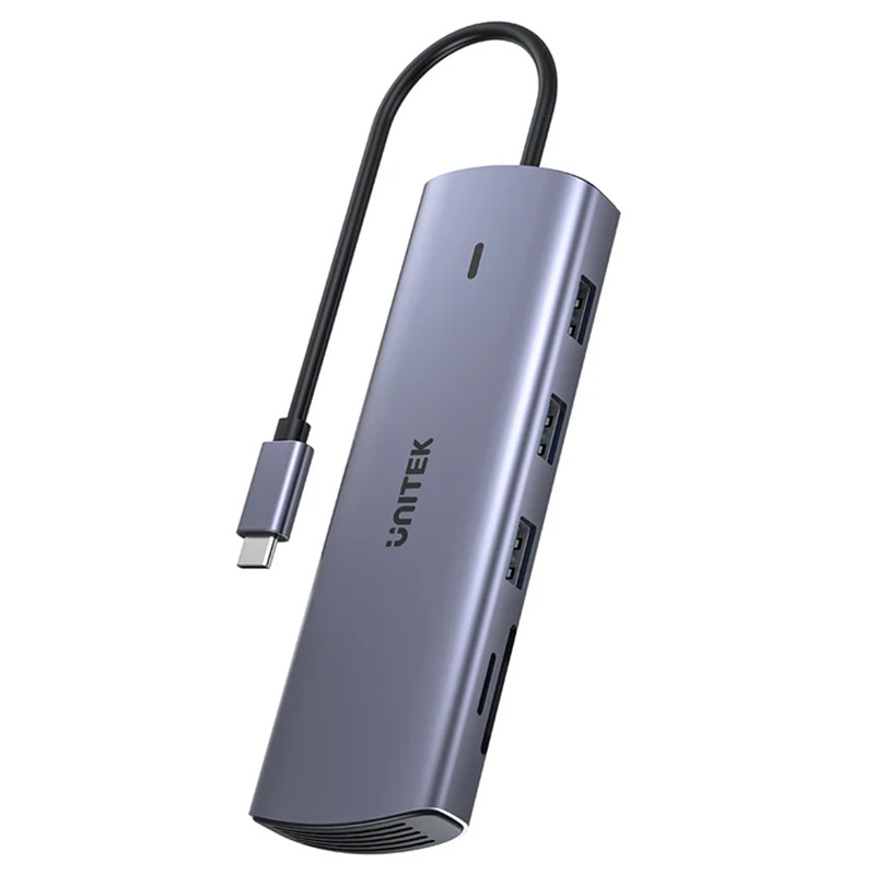 Unitek 9-in-1 USB-C Hub with Dual Display, Dual Card Reader and 100W PD - Space Grey (UTD1113A)