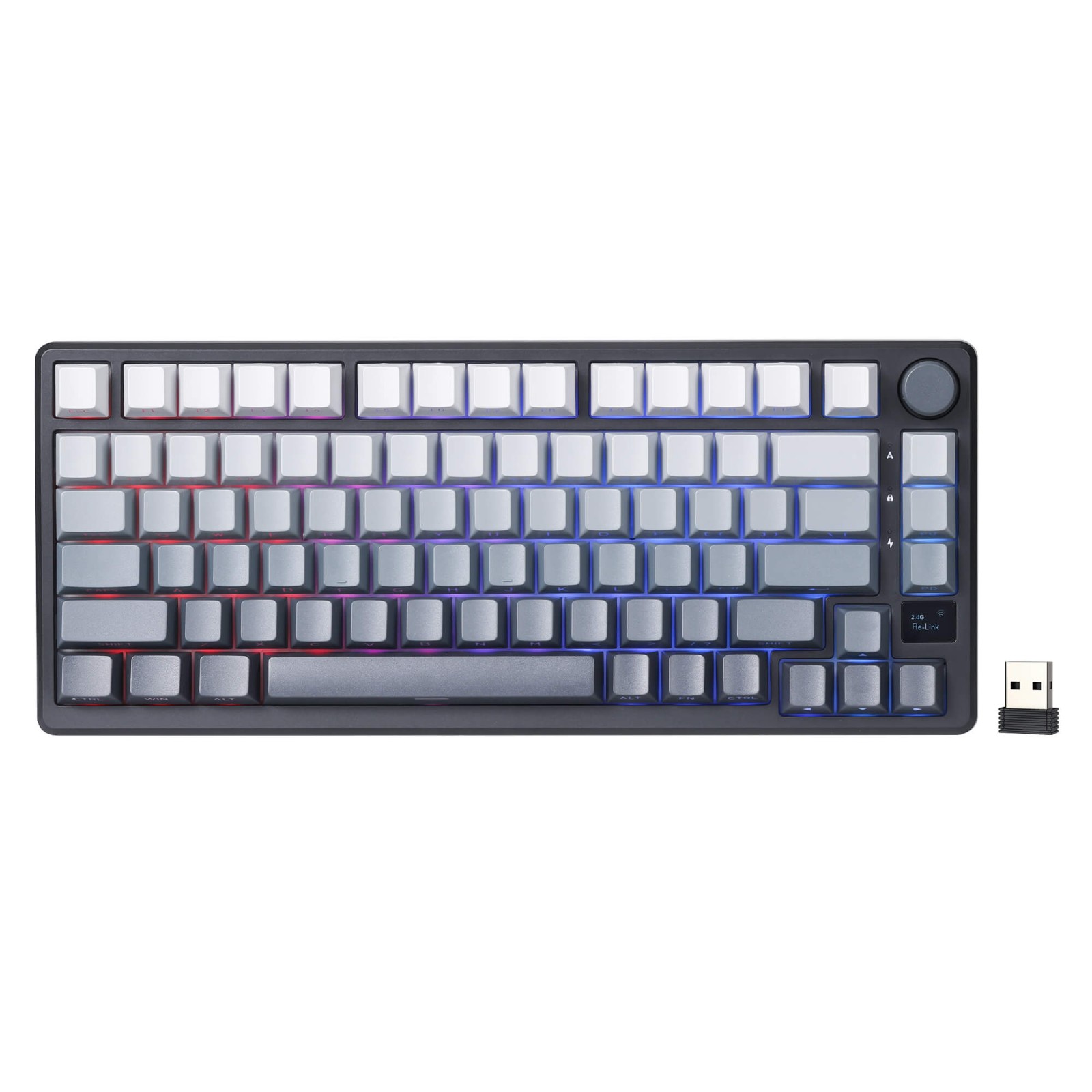 RK ROYAL KLUDGE M75 Mechanical Keyboard, RGB, 2.4Ghz/BT/Wired, Customized Switches, Gradient Black