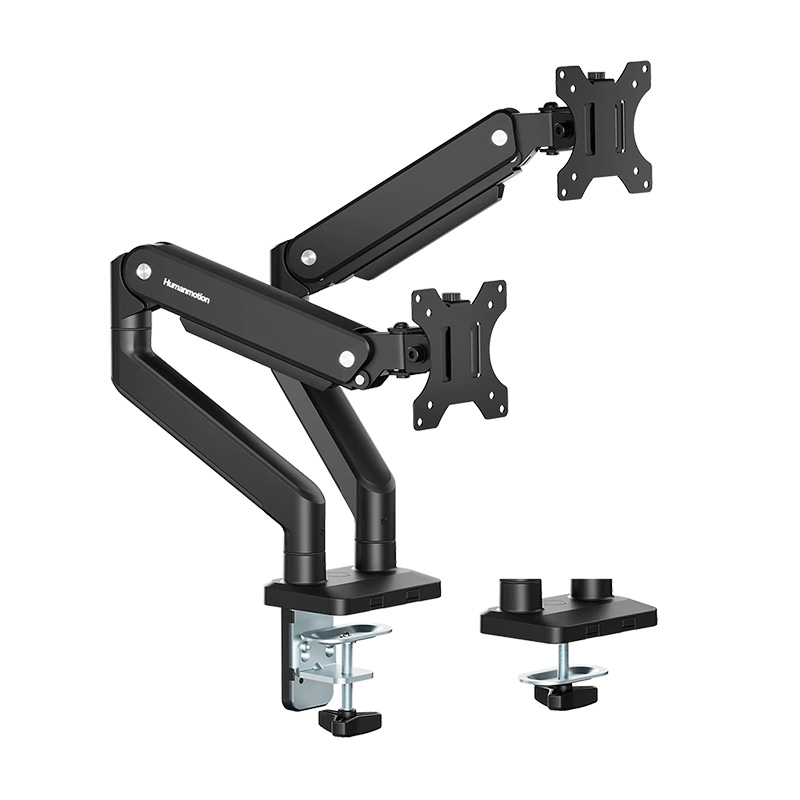 Humanmotion Dual Screen Aluminum Steel Monitor Arm for up to 17in-40in 2-11kg - Matte Black (T8-2G)