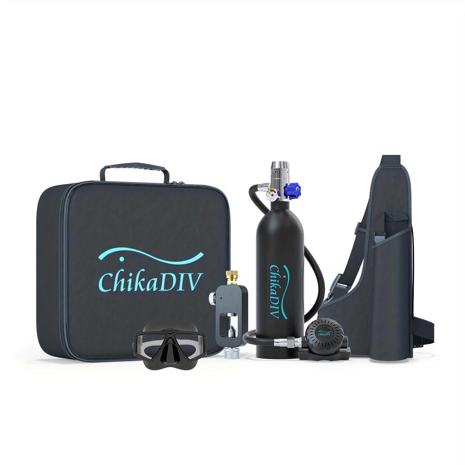 CHIKADIV C400-BLACK is a mini scuba cylinder that can be used underwater for 15-20 minutes, making it a must-have gift for portable diving equipment