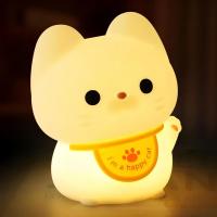 Rechargeable Kids Night Light with Touch Dimming Soft Silicone Cat Bedside Lamp, USB-C Charging, Dimmable Nursery Light for Children's Bedroom