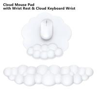 Ergonomic Cloud Mouse Pad & Keyboard Wrist Rest Set - Multi-Device Computer Accessories with Memory Foam Support (White Colour)