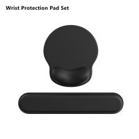 Keyboard & Mouse Pad Combo with Memory Foam Wrist Support Dual Cushion Set for Mac/PC, Office & Gaming, Anti-Slip Base, Black