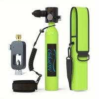 CHIKADIV C300Plus 0.5 Liter Mini Diving Cylinder-Green, up to 6-10 minutes, Portable Diving Cylinder with Hand Pump and Backpack