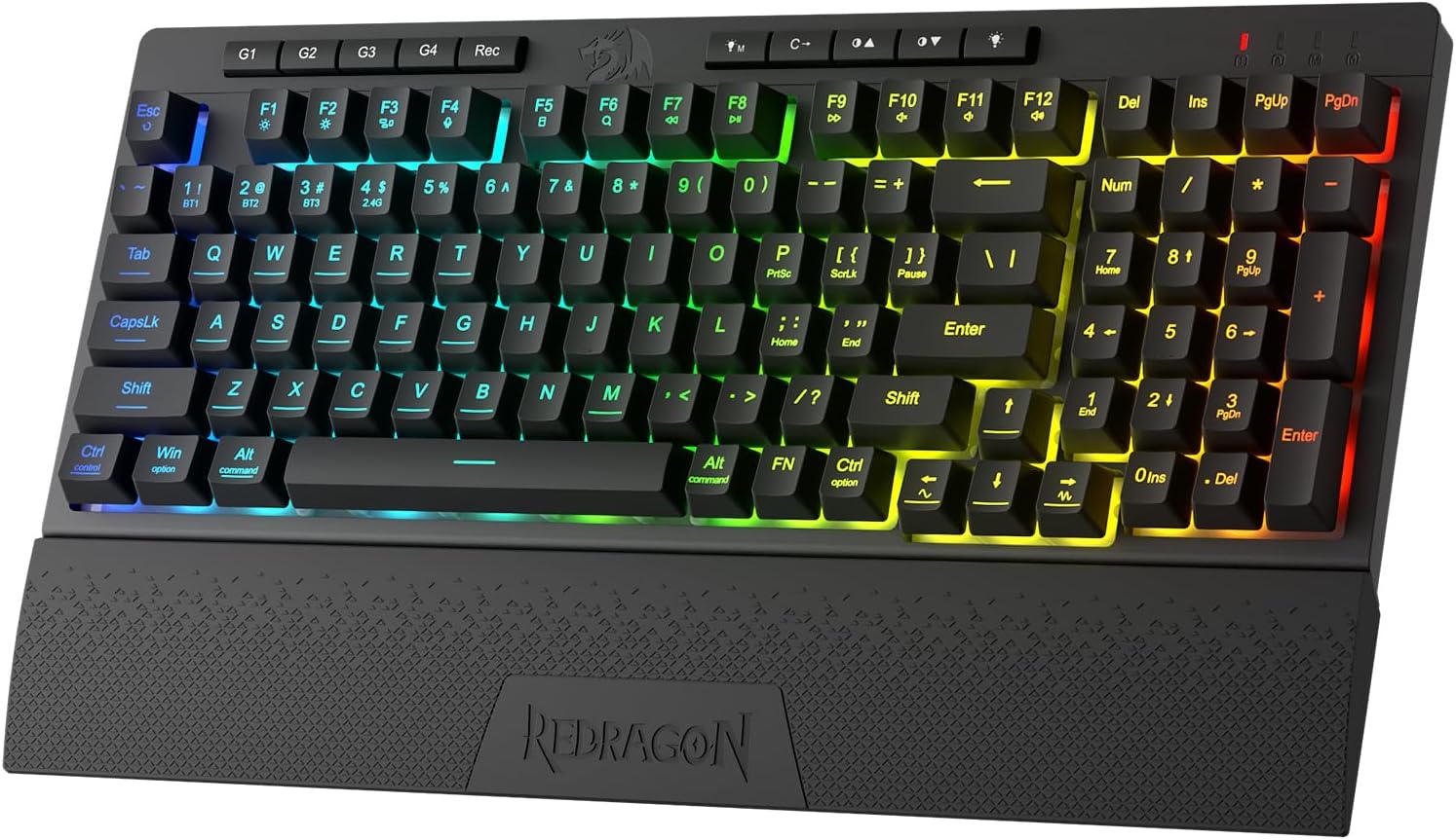 Redragon K515 PRO Shiva RGB Wireless Membrane Gaming Keyboard, 98 Keys Mechanical-Feel Keyboard Linear Switch Detachable Wrist Rest