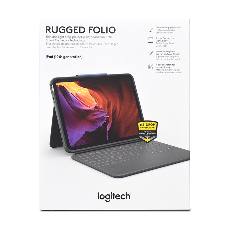 Logitech Rugged Folio Protective Keyboard Case for iPad 10th Gen - Graphite (920-011296)