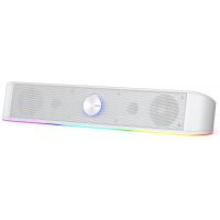 Redragon GS560 Adiemus RGB Desktop Soundbar, 2.0 Channel Computer Speaker with Dynamic Lighting Bar Audio-Light Sync/Display, White