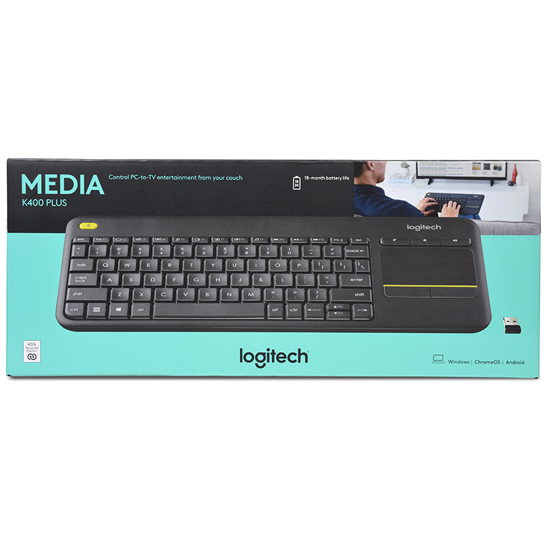 Logitech K400 Plus Wireless Touch Keyboard - Black (920-007165)