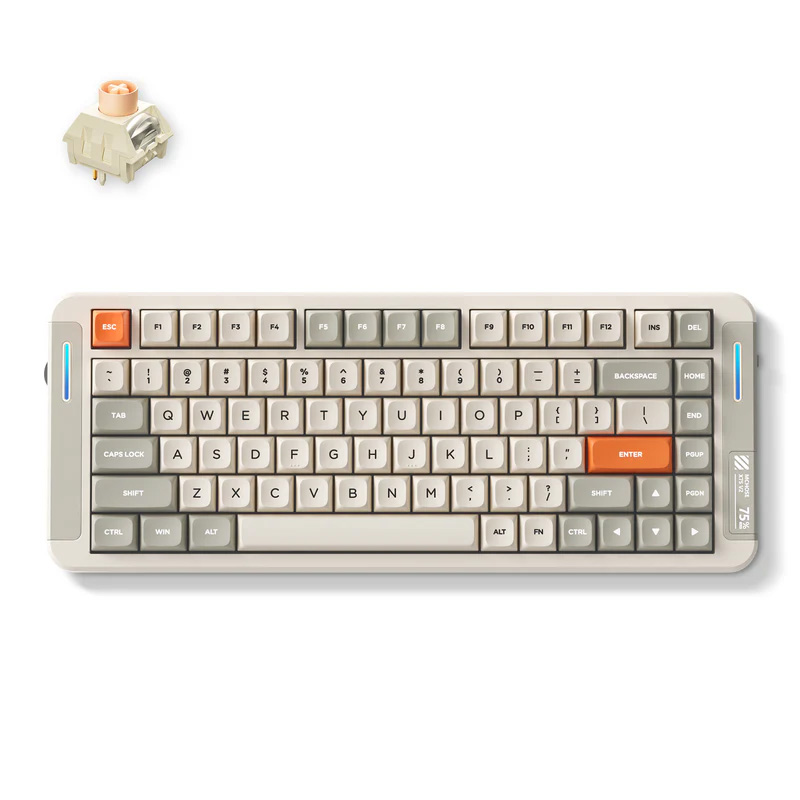 MCHOSE X75 V2 Gasket Mount 75% Layout Hot-Swap Wireless Mechanical Keyboard Retro White - Icy Creamsicle Switch (KBMCX75V29)