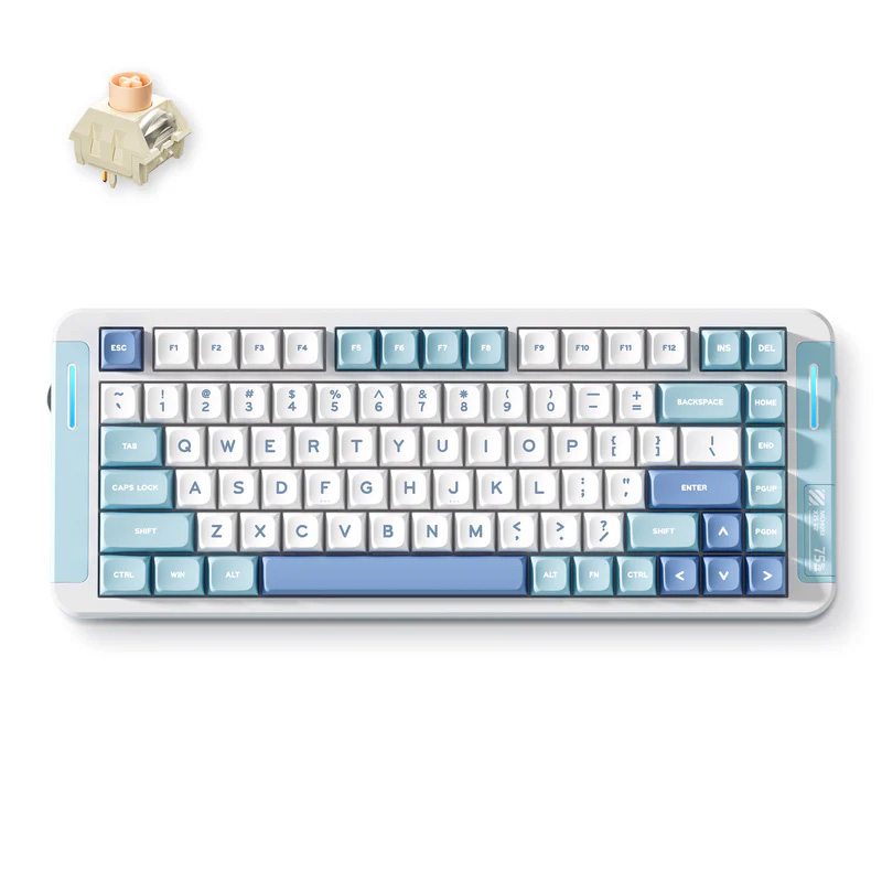 MCHOSE X75 V2 Gasket Mount 75% Layout Hot-Swap Wireless Mechanical Keyboard Icy Creamsicle Switch Blue (KBMCX75V23)