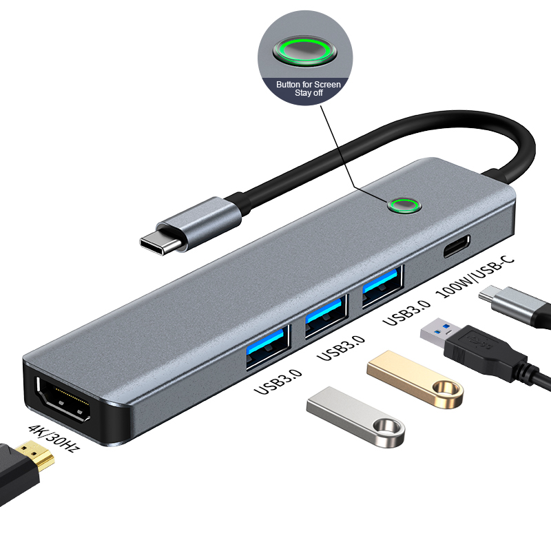 SGY USB C Hub 5 in 1 Type C 3.1 To 4K HDTV Adapter with PD Card Reader Multiport Hub Adapter for MacBook Notebook Laptop Computer