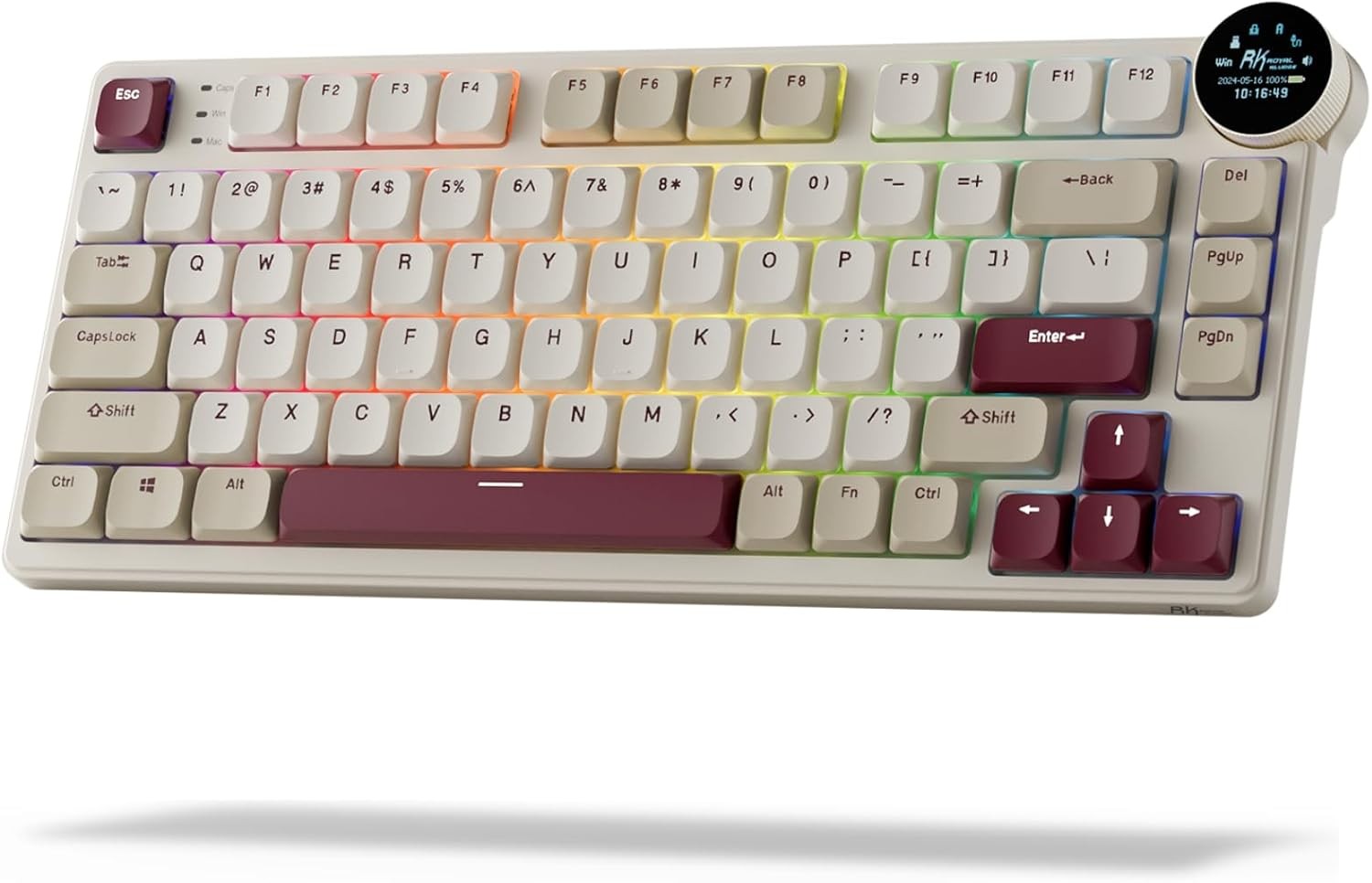 RK ROYAL KLUDGE N80 Low Profile Wireless Mechanical Smart Display Screen & Knob 75% Top Mount 3-Modes Keyboard, Tactile Brown Switch
