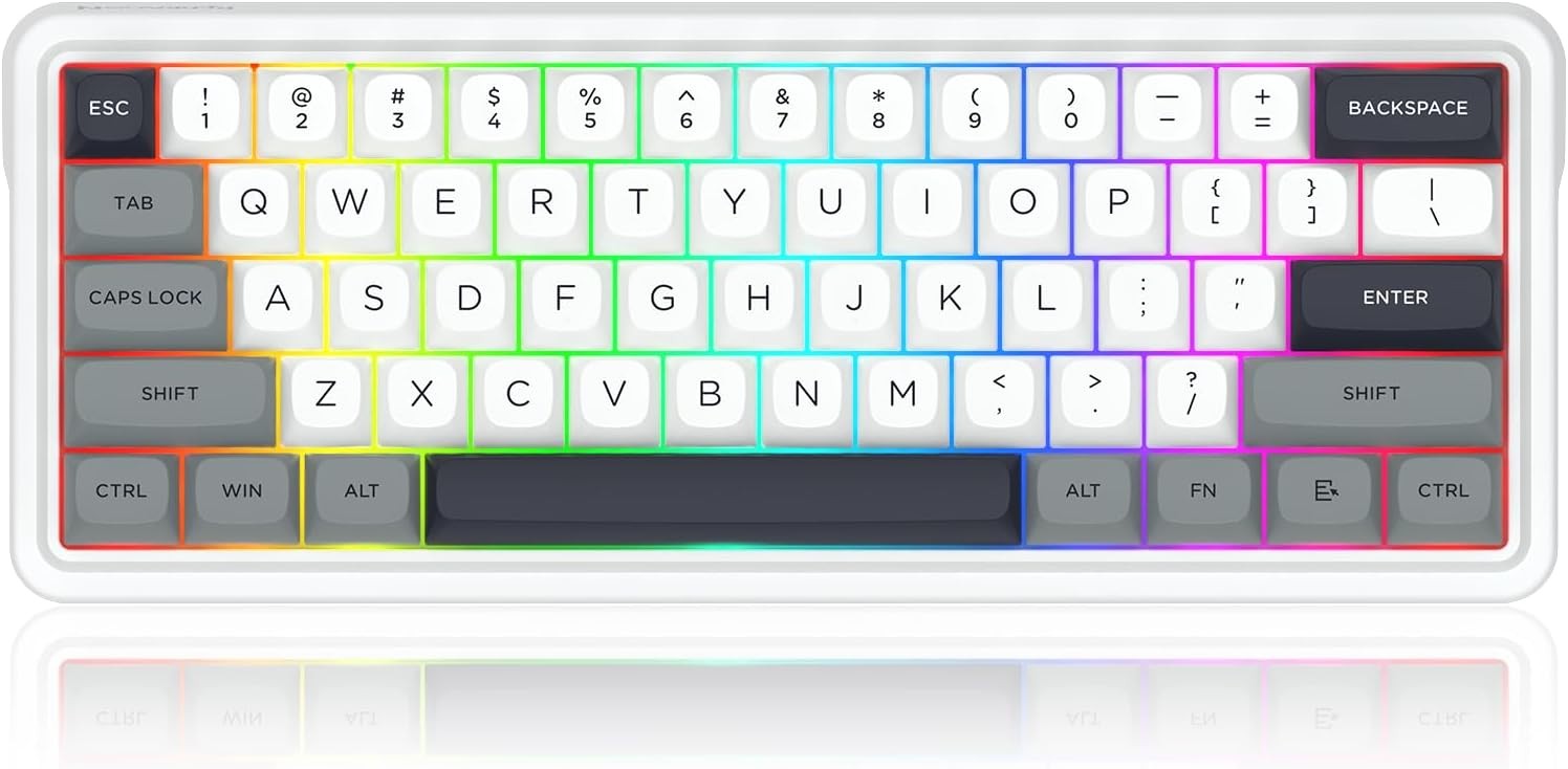 Redragon K722 PRO 60% Wireless Gasket RGB Gaming 61 Keys Hot-Swap Compact Mechanical 5-Layer Noise Dampening & Round PBT Keycaps Keyboard