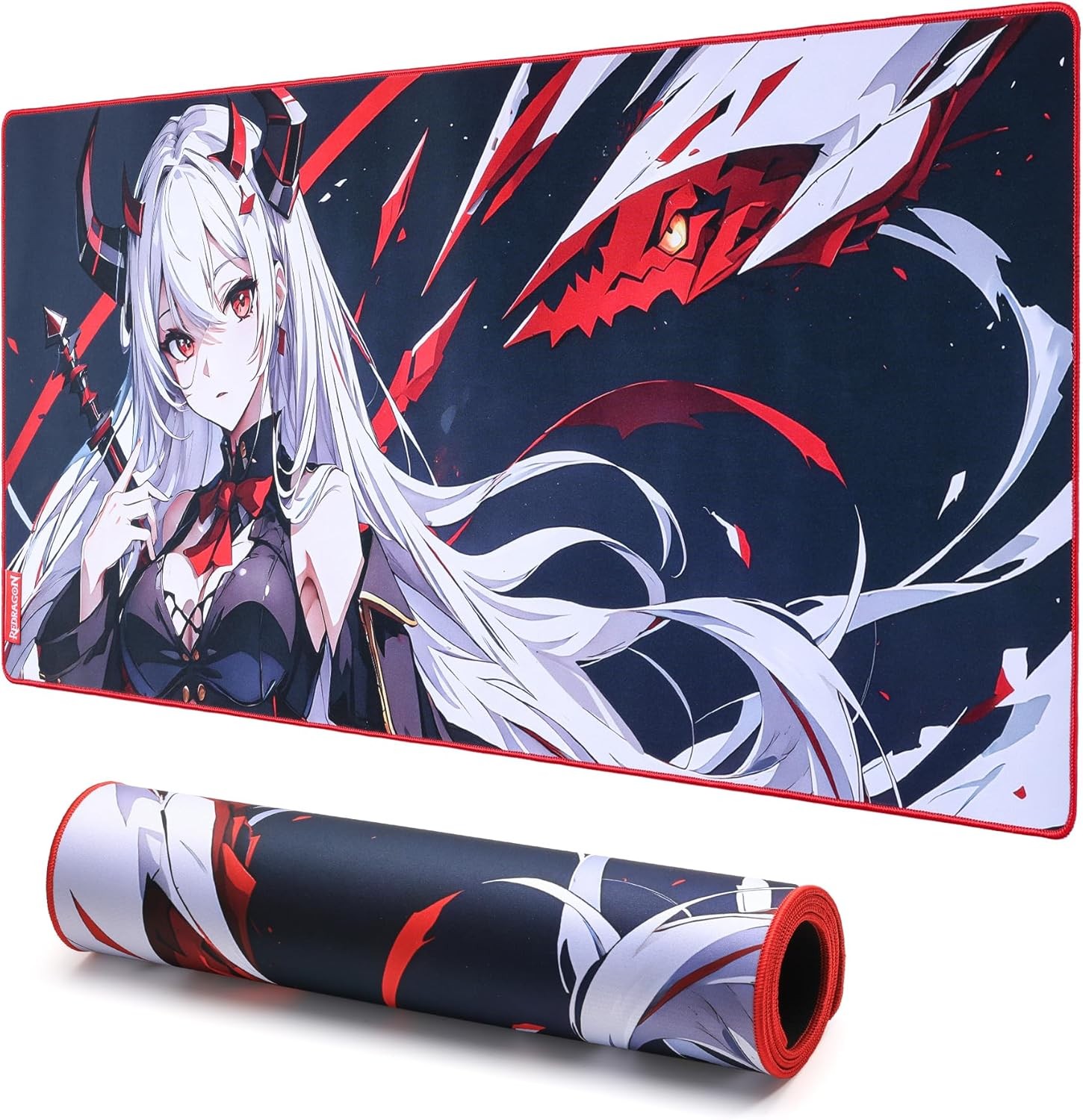 Redragon P046L Anime Gaming Mouse Pad - Smooth Lycra Surface, Anti-Slip Rubber Base, Spill-Resistant, 35 x 16 inches,Dark Blue