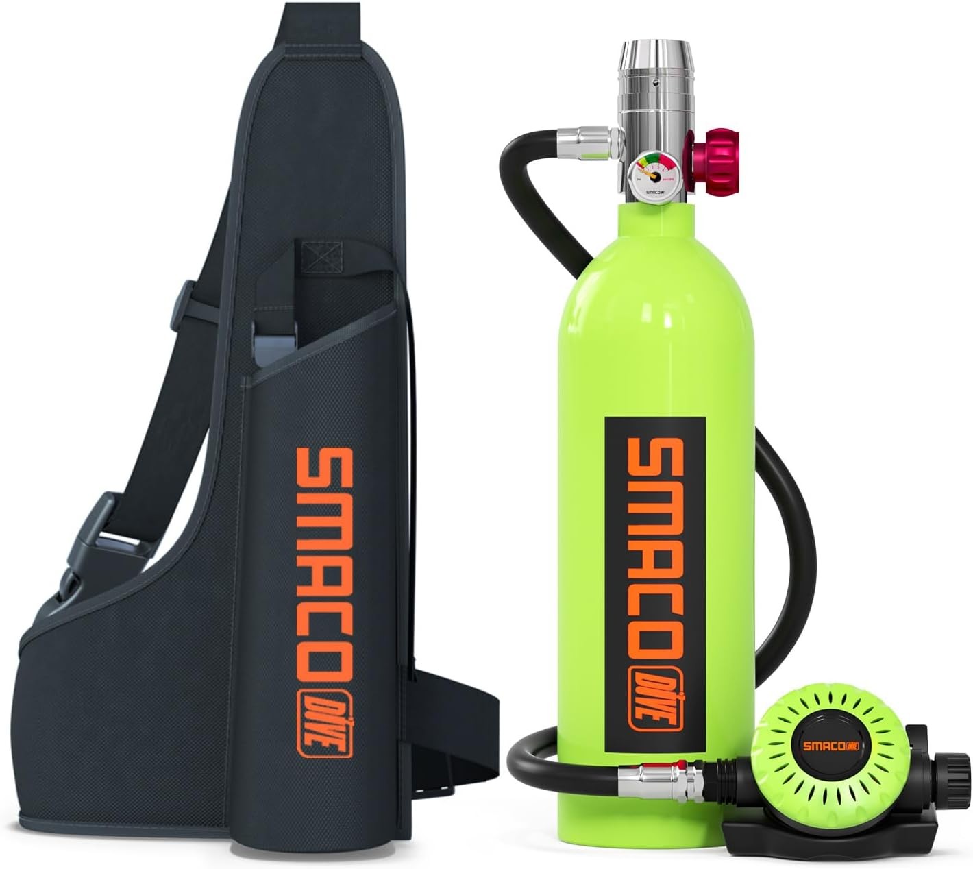 SMACO S400 Mini Scuba Tank-Green + 1L Backpack 