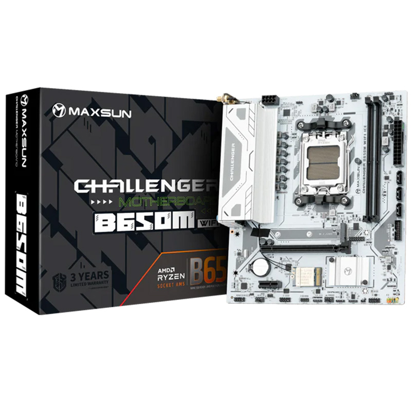 MAXSUN Challenger B650M WIFI ICE AM5 mATX Motherboard (MS-CH-B650M-WIFI-ICE)