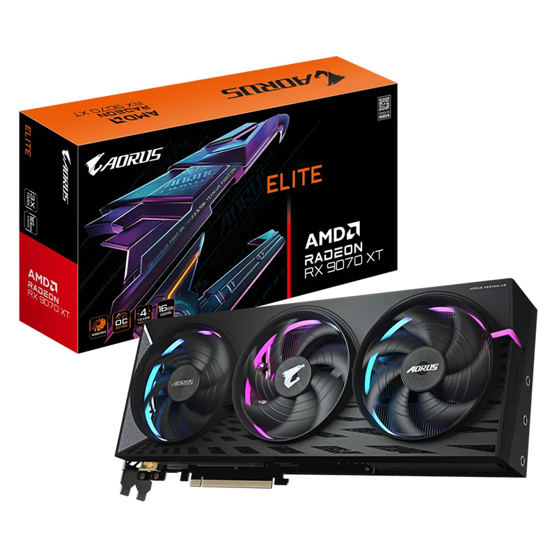 Gigabyte Aorus Radeon RX 9070 XT Elite 16G Graphics Card (R9070XTAORUS-E-16GD)