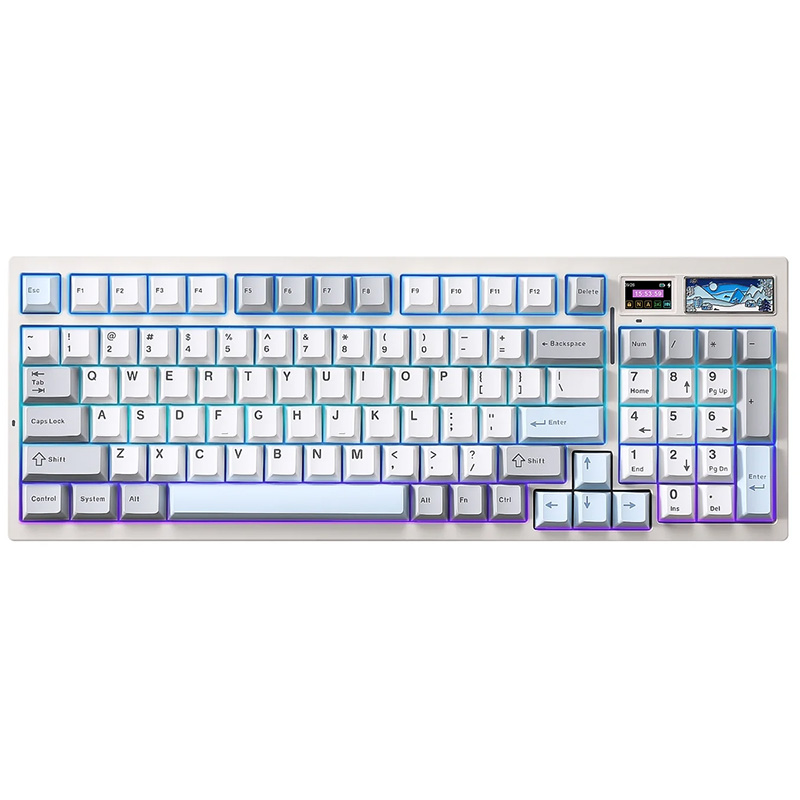 YUNZII IF99 QMK/VIA Full Size Wireless Mechanical Keyboard with LCD Screen Cocoa Cream V2 Switch - White (KBYZIF99WHCC)