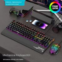 Friend Wolf XT10 wired mechanical keyboard mouse, blue switch gaming computer universal mechanical keyboard set 
