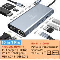 Powerboards-and-Adapters-USB-C-HUB-10-In-1-Docking-Station-4K-HDMI-Type-C-Adapter-VGA-RJ45-Ethernet-USB-3-0-Ports-Type-C-PD-SD-TF-Audio-HDMI-Adapter-USB-Splitter-USB-Expander-3