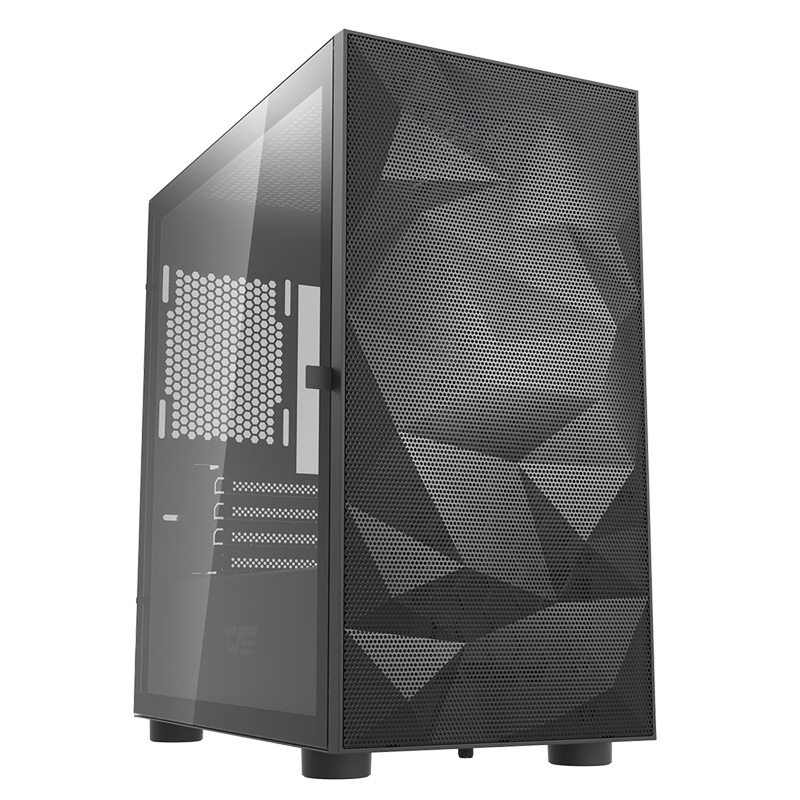 DarkFlash DLM21 Tempered Glass Micro-ATX Case - Black (DLM21-Black-Mesh)